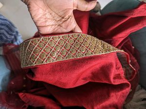 8 Meters Gold And Red sequined saree lace