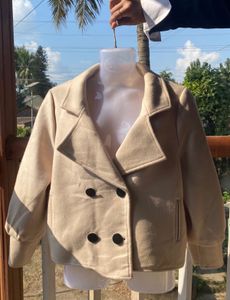 Light beige wool blend crop coat