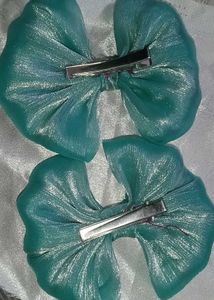 Teal Hair Bows - Set of 2