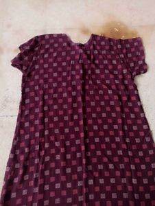 Maroon Checked Nightgown