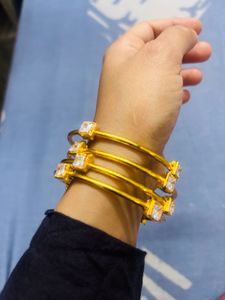 Combo Pack Of Three Silver And Gold Bangels