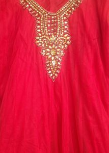 Red Net Anarkali Kurthi