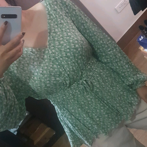 green crepe top from Westside