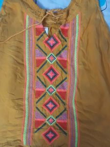 Mustard Yellow Embroidered Top