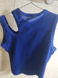 Blue Cut Out Tank Top