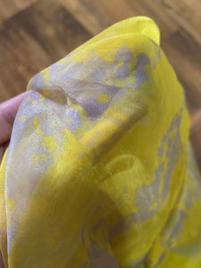 Yellow Organza Boat Neck Kurti