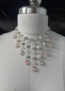 Pearl &amp; Crystal Dangle Necklace