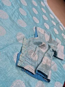 Elegant Blue &amp; sliver Saree