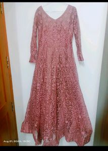 Elegant Rose Gold Anarkali Gown