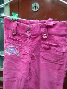 Pink Embellished Corduroy Pants