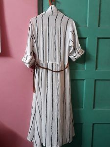Long Maxi Dress With Button Opening And Leather Be