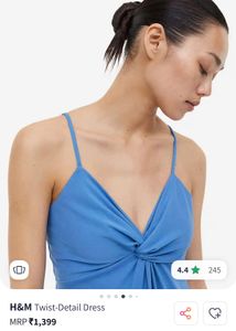 H&amp;M Blue Twist Detail Dress