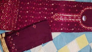 Elegant Maroon Embroidered Suit Set