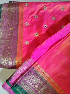 Wedding  Satin Silk Saree With Stiched Blouse
