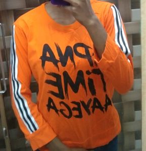Apna Time Aayega Orange Full Sleeve T-shirt