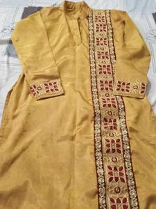 Gold Kurta with Embroidery