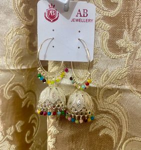 Beautiful Silver &amp; Multicolour Jhumka
