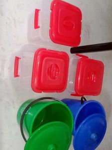 Plastic Storage Containers &amp; Buckets 5ps combo new