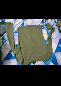 Olive Green V-Neck Top