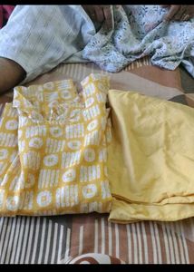 Yellow Printed Kurta Set