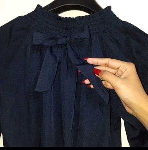off shoulder navy blue top