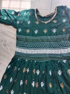 Green Printed Anarkali