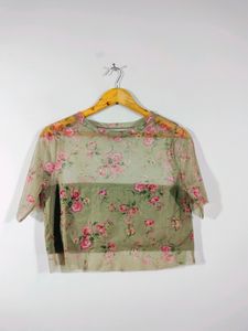 Floral Print Mesh Top