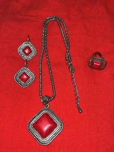 Red Stone Jewelry Set