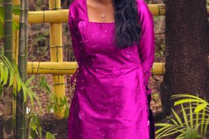 Purple Hand Stitched Embroided Kurti For Women