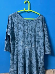 Blue Floral Print Kurta