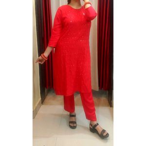Red Sequins Designer Palazzo Set❤️