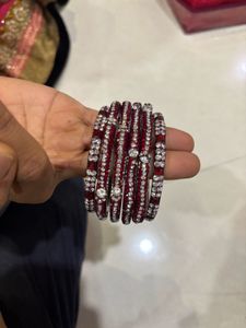 Red & Crystal Bangle Set