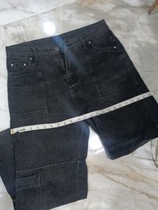 Urbanic Black Wide-Leg Cargo Jeans