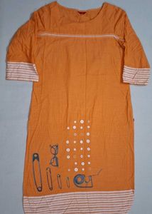 Orange Embroidered Kurta