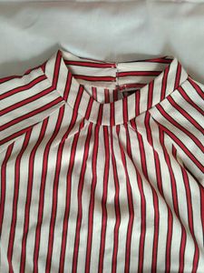 Striped Ruffle Sleeve Blouse ,Size M