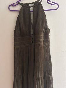 Elegant Olive Green Halter Dress