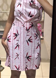 Pink Floral Print Dress, SIZE - S