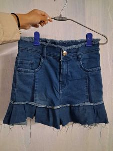 Upcycled Denim Self Design Skirt
