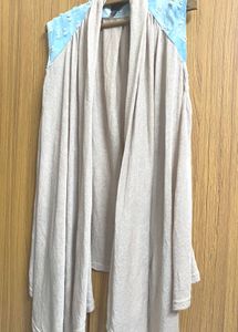 Flowy Shrug With Denim Collar