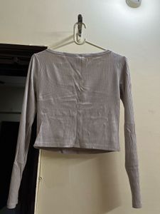 H&amp;M Beige Ribbed Top