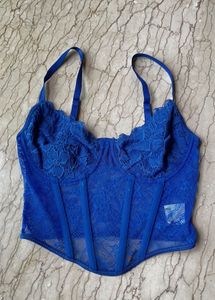 Blue Lace Corset Top