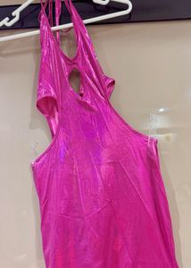 SHEIN METALLIC PINK BODYCON MINI DRESS