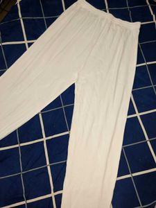 White Trousers Pants with Lace Detail