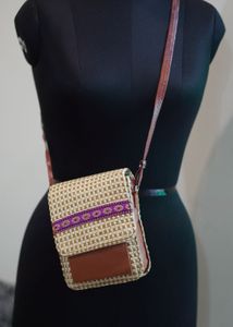 Jute Lather Mobile Sling Bags