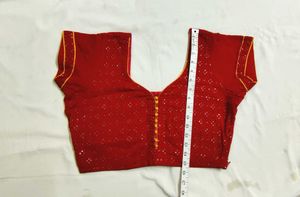 Red Sequined Embroidered Blouse