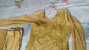 Golden Anarkali Kurta Set