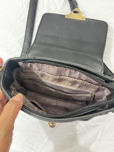 Black Leather Sling Bag