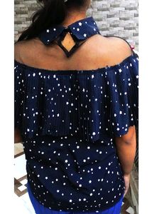 Women's Printed Star Black Top