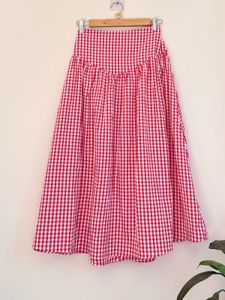 Red Gingham Maxi Skirt