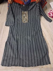 Printed Black Kurta L Size